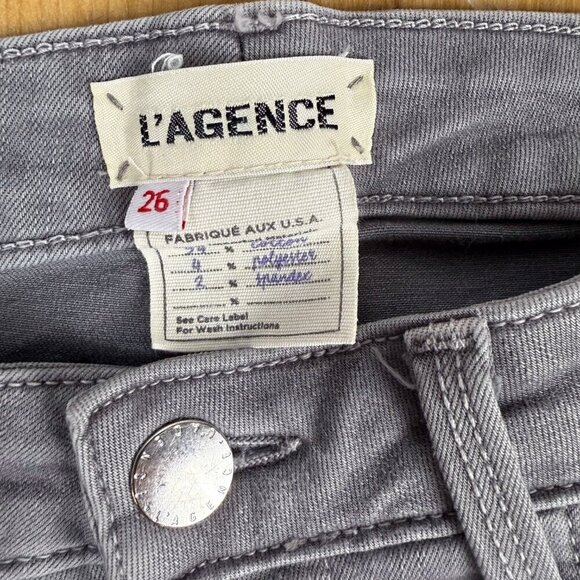 L'AGENCE Margot Gray Cotton Blend Stretch Skinny Cropped Ankle Jeans Size 26 - Picture 3 of 6